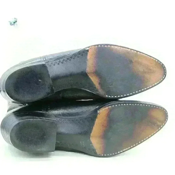 Bronco Men's Black Leather Cowboy Western Boots Size US 10 D - Picture 10 of 10